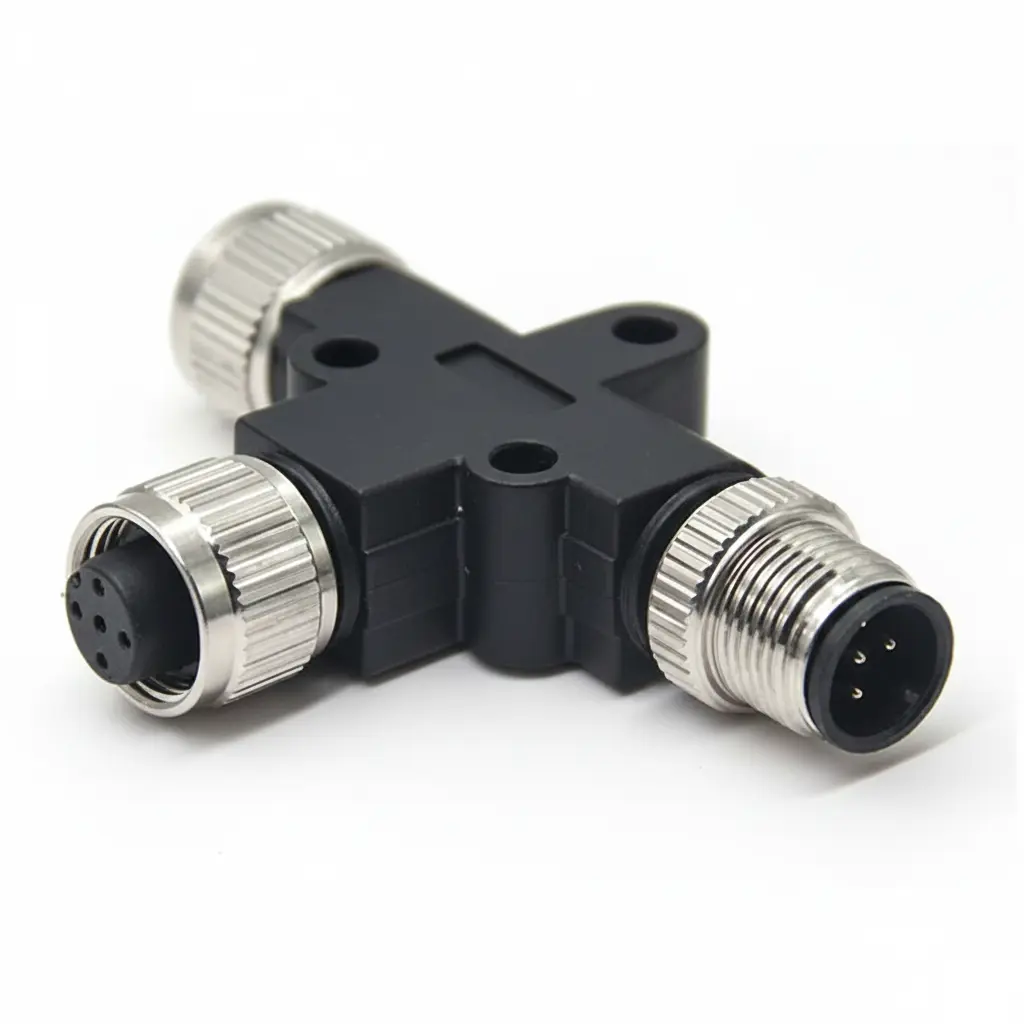 M12 5-Pin T-Connector Splitter