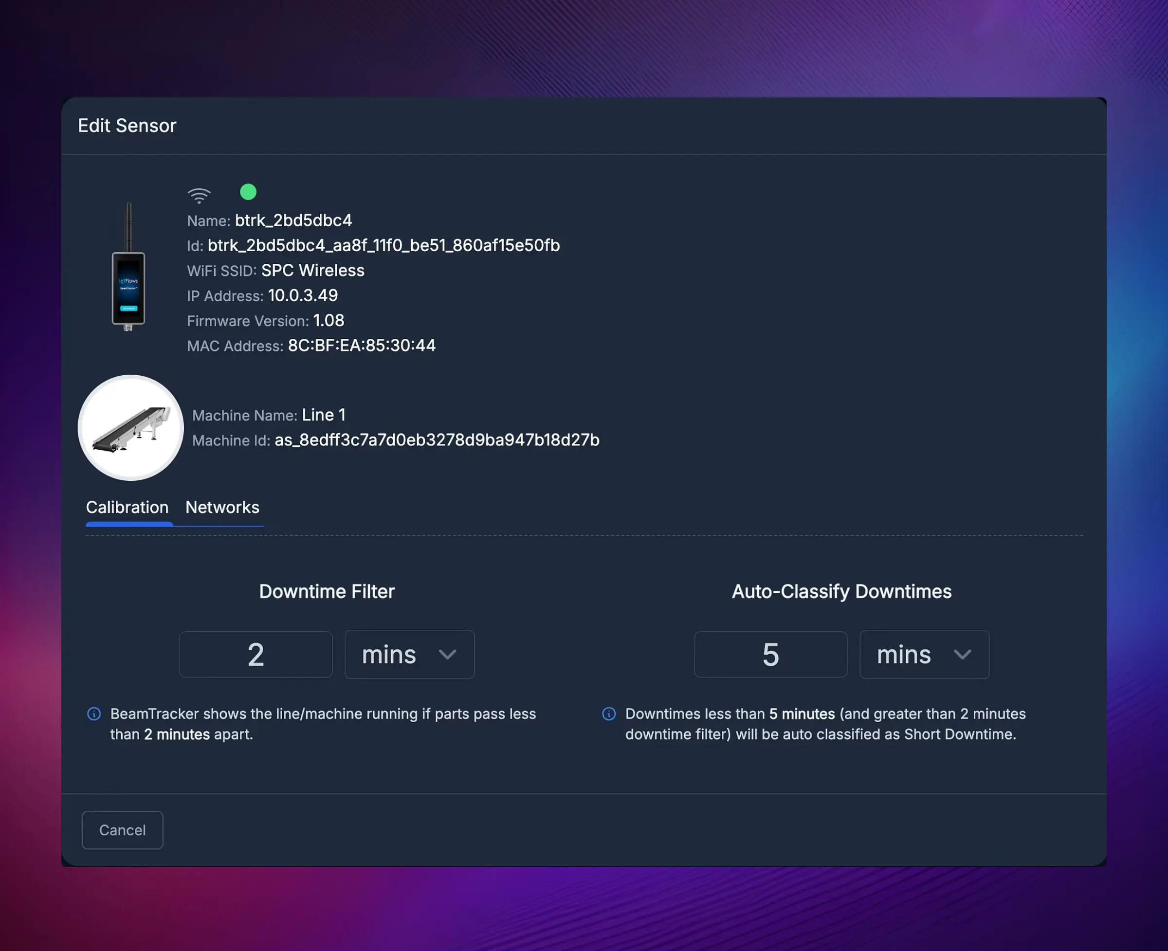 BeamTracker Calibration Page