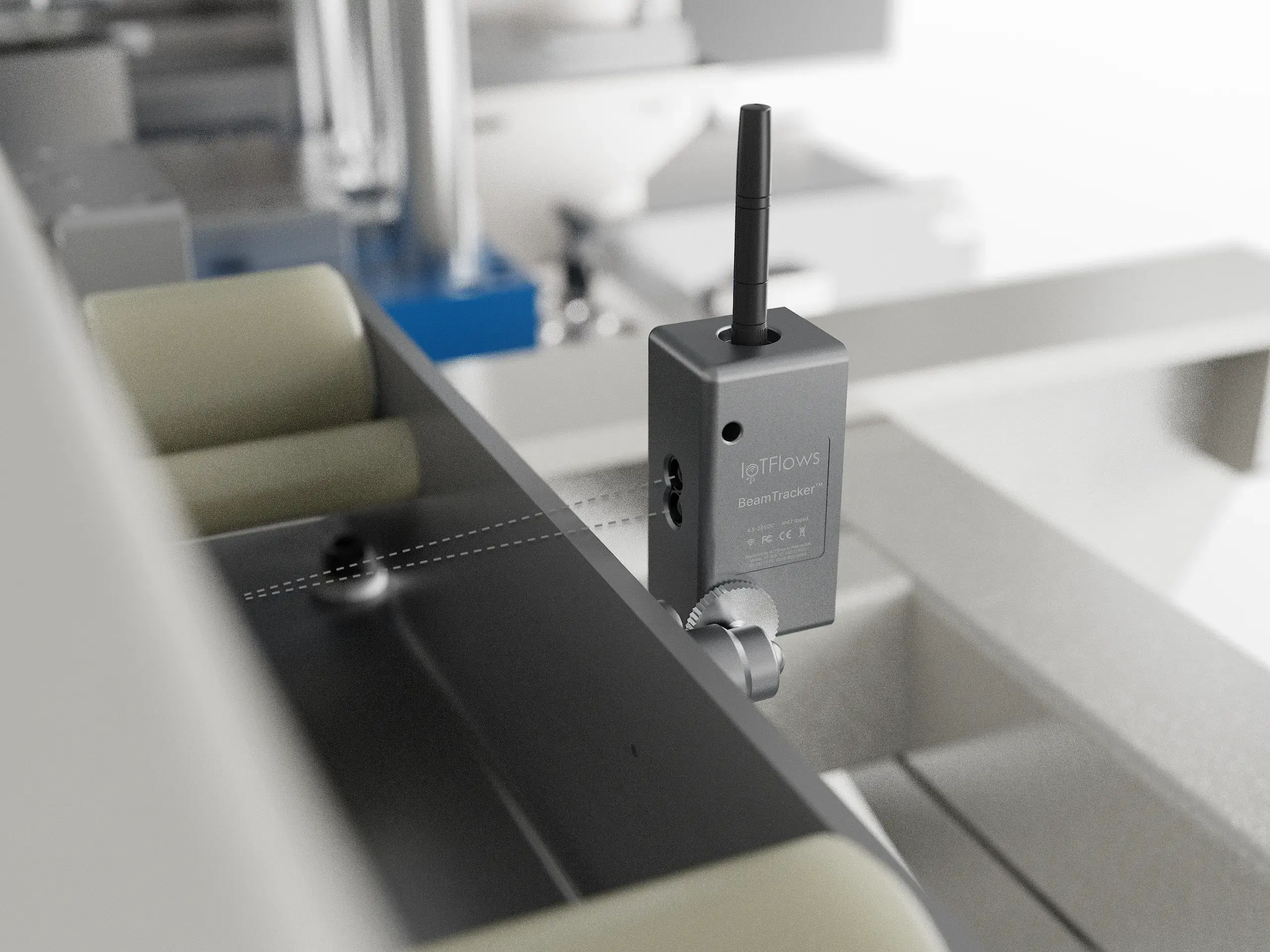 Illustration of a single-point laser beam for object detection.